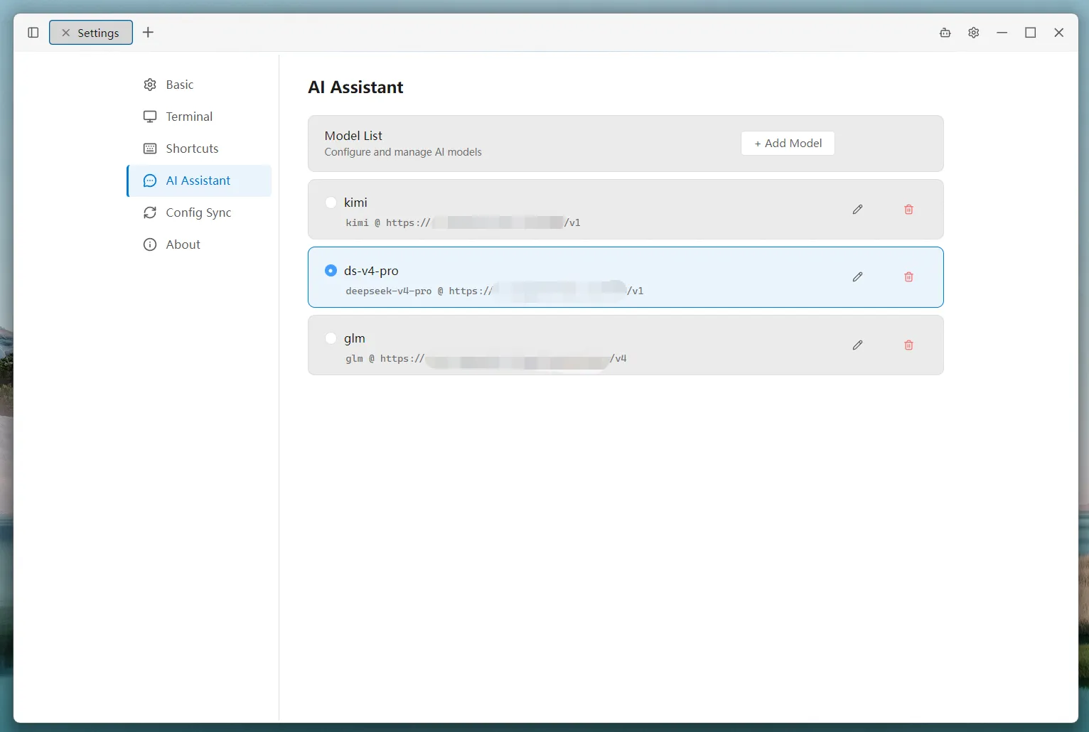 AI Model Settings