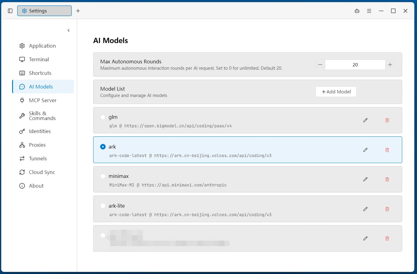 AI Model Settings