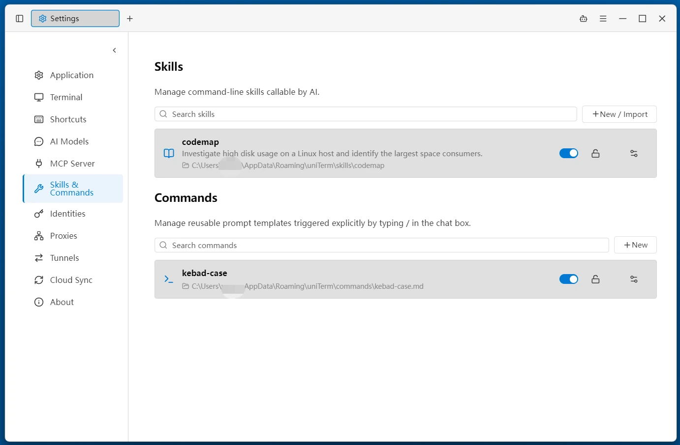 Skills and Commands Management